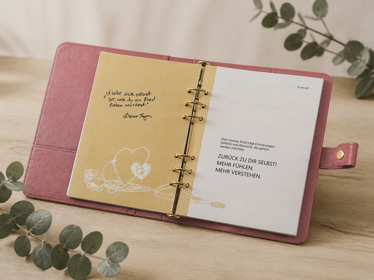 to myself. Journal in Rosa – geöffnet
